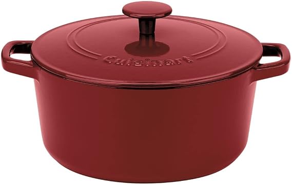 Cuisinart Chef's Classic Enameled Cast Iron Casserole Set (7-Quart, 5-Quart), Cardinal Red
