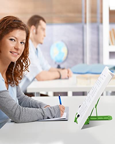 Metal Book Stand For Desk, Adjustable Reading Rest Book Holder, Portable Cookbook Documents Holder, Sturdy Typing Stand For Recipes Textbooks Tablet Music Books With Page Clips (Green) #TOP5