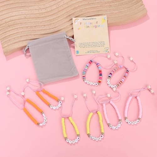 Image of First Day of Preschool Bracelet Back to School Gifts for Kindergarten / Preschool / School Gift Mama and Mini Adjustable Mother Daughter Bracelets as Supplies for Girls to Relieve Study Anxiety