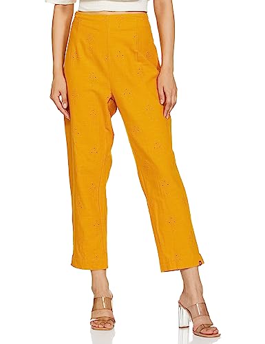 Image of BIBA Women Cotton Regular Embroidered Pants