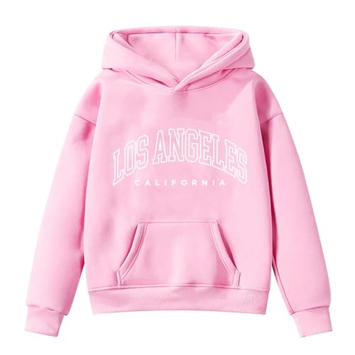 Los Angeles Oversized Hoodies for Girls Trendy Letter Graphic Fleece Fashion Casual Fall Winter Hooded Pullover Tops3