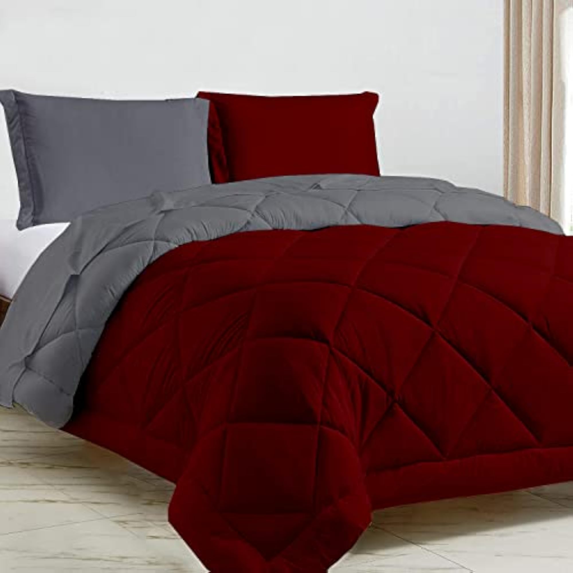 Reversible Microfiber Comforter with Pillow Covers, King Size