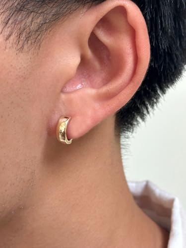 14K Gold Huggie Hoop Earrings (5mm Wide Huggie), Real 14k Gold Hoops3