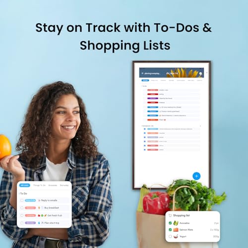 Image of Apolosign 27-inch 4K Digital Calendar & Smart Family Wall Planner, No Subscription, Calendar & Dashboard Dual-Mode System, Shared Touchscreen Display with Calendar Sync, Chore Charts & Family Scheduling Hub, Wall Mount Included (Dark Oak)