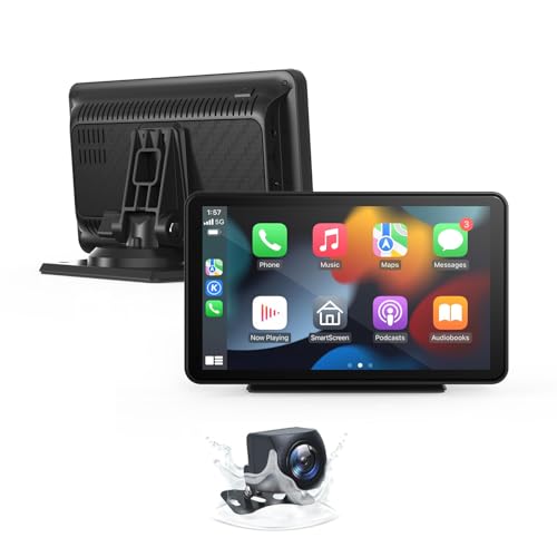 Wireless Carplay Screen for Car 7' Portable Apple Carplay & Android Auto Car Stereo with Backup...
