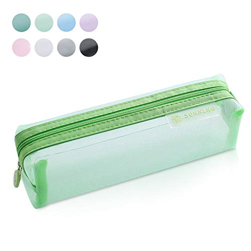 Preisvergleich Produktbild MARSACE Federmäppchen Mesh Klar Bleistiftbeutel Studenten Schreibwaren Nette Make-Up Kosmetik Tasche Schule Reise Outdoor Aufbewahrungstasche für Mädchen Junge Maler Grasgrün