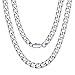 Produktbild ChainsPro Herren Halskette Edelstahl Panzerkette 6mm Breit Kubanische Kette Silberfarbe Klassische Panzerkette 71cm Cuban Link Chains Hip Hop Kette
