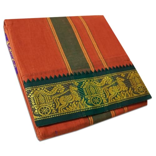 Image of vimayam pure cotton 3 inch border colour dhoti 9X5(Assorted Border design and colours)
