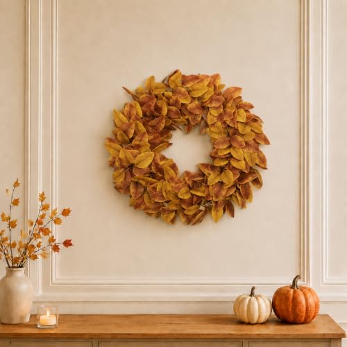LAIMENNI 20 Inch Fall Wreaths for Front Door, Autumn Leaves Outdoor Wreaths - image 5