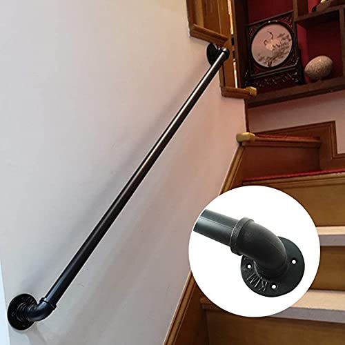 Rampe d'escalier pour marches intérieures et extérieures en fer forgé noir de 130 cm - 3