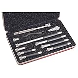 Starrett Tubular Inside Micrometer Set with Case, Quick-Reading Figures, Hardened, Interchangeable and Ground Anvils - 1.5-12' Range, .001' Graduations - 823BZ