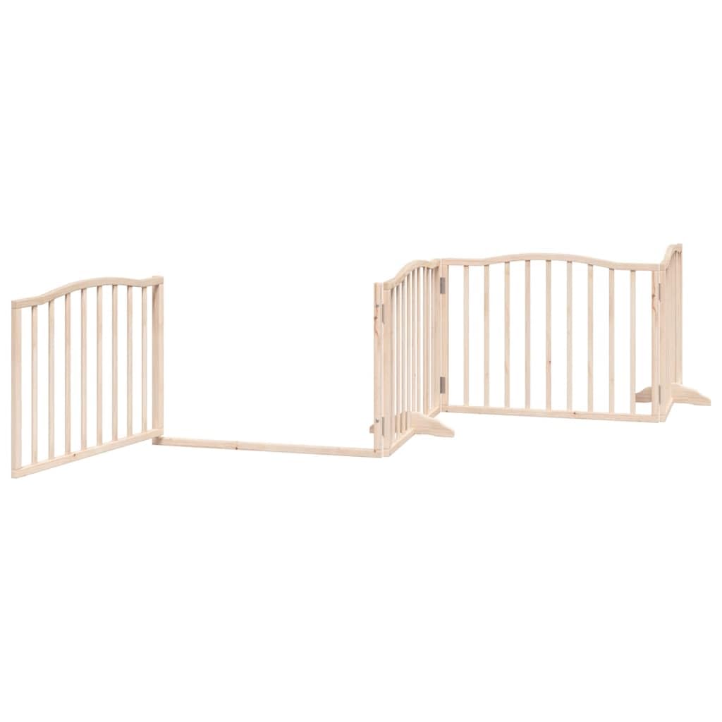 10-TLG. Puerta plegable para perros de madera de álamo de 800 cm con puerta y patas de apoyo, independiente para interior y exterior, protección segura para cachorros y perros pequeños