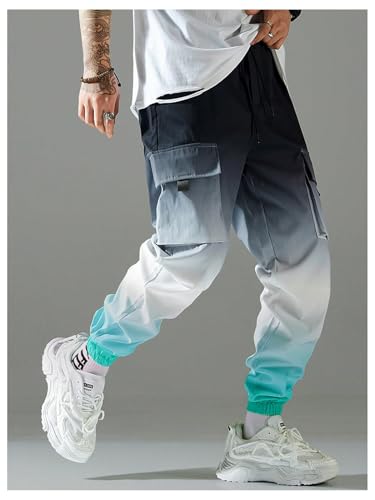 OYOANGLE Men's Ombre Letter Graphic Print Sports Jogger Pants Workout Athletic Cargo Trousers3