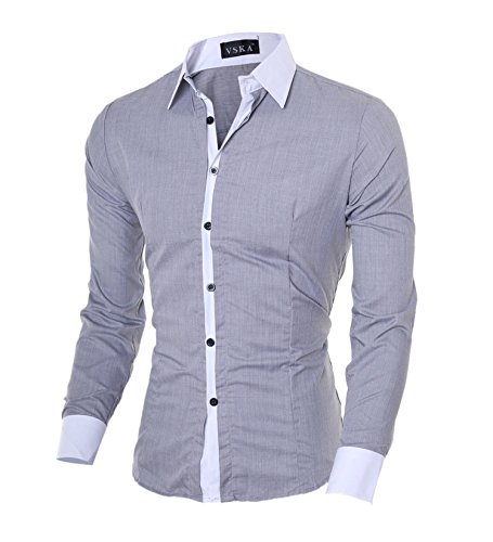 Chemise à manches longues homme grise coupe ajustée style décontracté