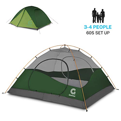 Gonex Camping Tent 3 to 4 Person, Backpacking Dome Tent Waterproof Windproof