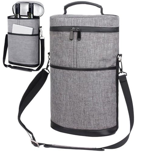 Bolsa enfriadora de vino para 2 botellas, ideal para picnics y paseos con correa de hombro 4
