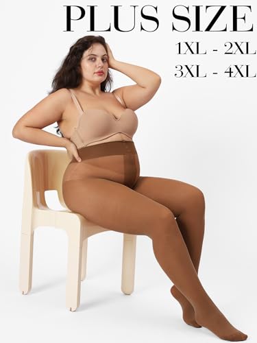 Unbelievable Durability Plus Size Pantyhose, Rip Resistant 40D Semi Sheer, High Waist T-Crotch Tights for Women4