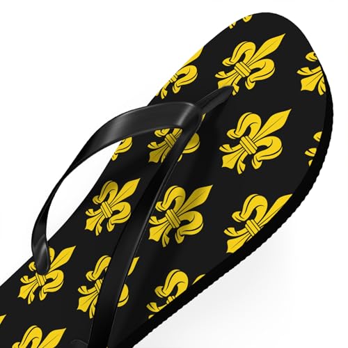 Brian Bula Gold and Black Fleur de Lis Flip Flops3