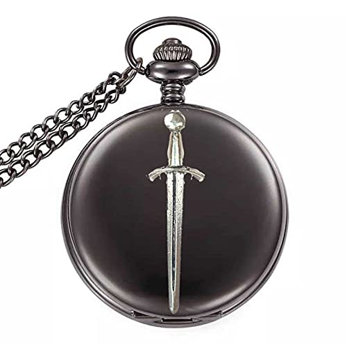 Montre de poche gousset Archer de Sword H3 quartz homme avec coffret cadeau et étui noir poli