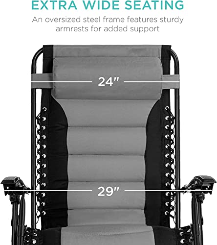 Image of STAR WORK Stainless Steel Zero Gravity Chair, Lawn Chair Recliner Lounge, Portable Camping Folding Beach Chair With Removable Pillow (Grey Star)