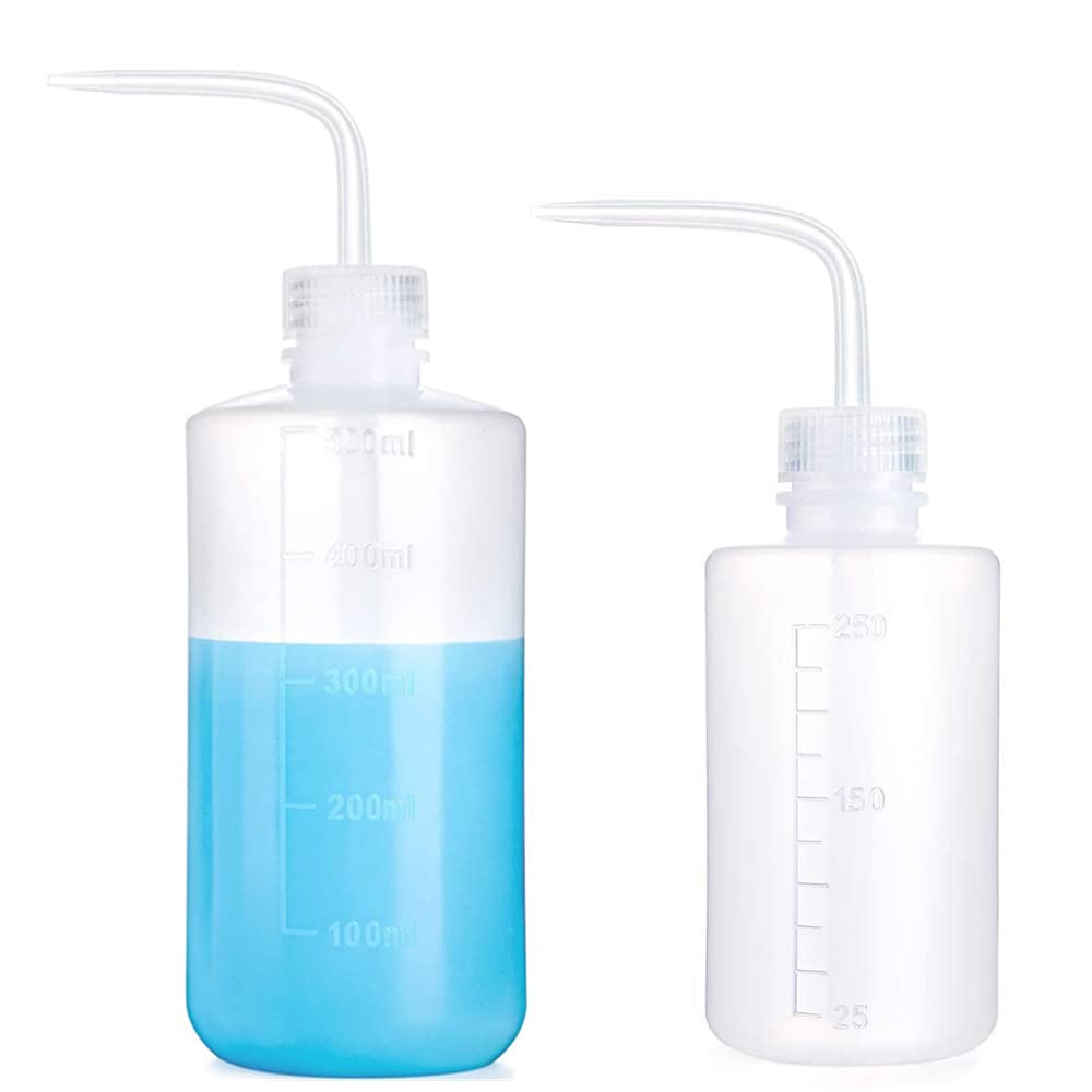 Yuelong Plastic Squeeze Bottle - 2Pcs Safety Wash Bottle 500ml&250mL Convenient Green Soap Supply Tattoo Squirt Bottles with Scale Labels for Medical
