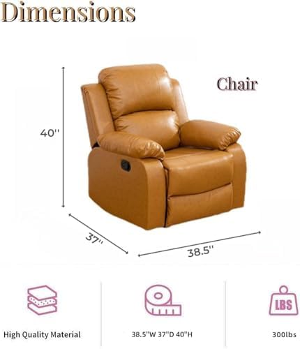 Image of Leather Power Recliner Chair, Oversized Recliners for Adults, Single Electric Recliner with Home Theater Seating for Reading Gaming, Orange