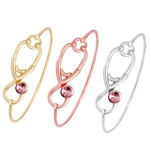 MANZHEN Stethoscope Caduceus Doctor Nurse Charm Bangle Bracelets for RN Graduation Gift