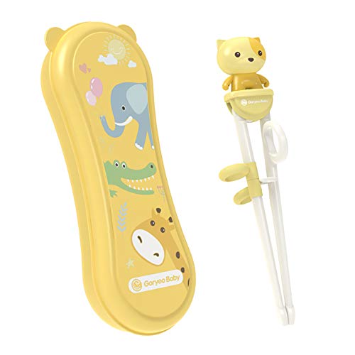 Bledyi Essstäbchen für Kinder, wiederverwendbar, einfach zu bedienen, Cartoon-Lernstäbchen, Anti-Verrenkung, Schnalle, für Anfänger, inklusive tragbarer Box Cover