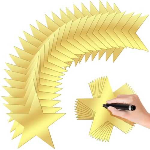 DP BOUTIQUE 60 Pcs 6 Inch Gold Star Cutouts Double Printed