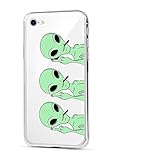 iPhone 6 Case,iPhone 6S Case, HUIYCUU Cute Animal Design Slim Fit Soft TPU Protective Cover with Funny Pattern Thin Clear Skin Gift Novelty Bumper Back Case for iPhone 6 6S 4.7',Triple Green Alien