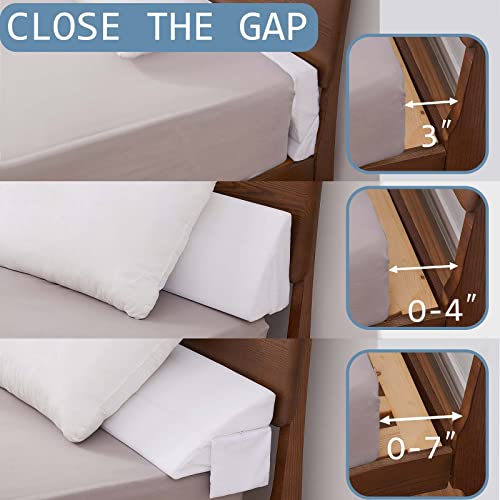 Limthe Bed Wedge Pillow For Headboard,King Size,Bed Gap Filler Adjustable,Mattress Gap Filler,Foam Triangle Bloster Pillow Stopper Fill Gap (0-7") Between Headboard/Wall And Mattress White 76"X10"X6" #TOP2