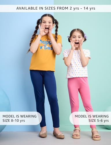 Image of Amazon Brand - Symbol Girl's Cotton Jersey Stretchable Leggings | Ankle Length | Aged 2-14 Years