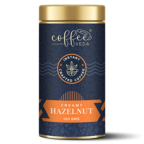 Image of CoffeeVeda Creamy Hazelnut Instant Crafted Coffee Powder Can 100 Gms