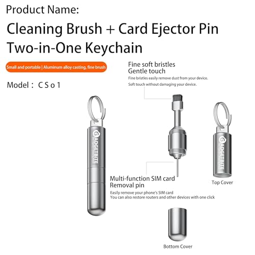 Image of GadgetBite Premium SIM Card Ejector Pin with Mobile Cleaning Kit for Smartphones, Android, iPhone, AirPods, Tablets, Durable Metal, Compact, Travel-Friendly Tech Accessory - Silver
