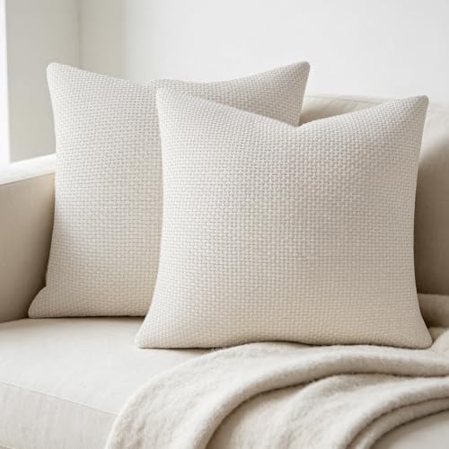 Image of Adiwo Soft Chenille Decorative Pillow Cases, 40x40 cm Throw Pillow Cases, Set of 2 Sofa Cushion Covers with Invisible Zipper, Square Throw Pillowcases for Couch, Bed, Living Room and Home Decoration