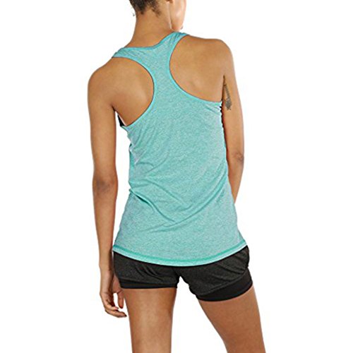 BCDshop Women Running Workouts Yoga Sport Tank Tops Racerback Activewear Blouse Shirt (Green, L)
