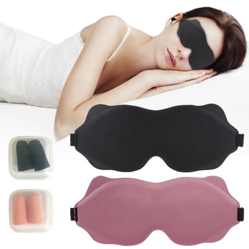 TYXHXTF 2個 スリープ マスク 3D アイマスク ウルトラソフト 快適 アイマスク 遮光スリーピングマスク 調節可能なストラップ付き 横向き寝用 レディース メンズ オールナイトスリープ