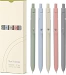Stylos à gel 0.5mm Stylos d'encre noire japonais Fine Point, Stylo mignon pour la publication de stylos d'écriture aesthésiques lisses, Note & Utilisation de bureau, cadeau pour les femmes & Hommes 5 Pcs Morandi