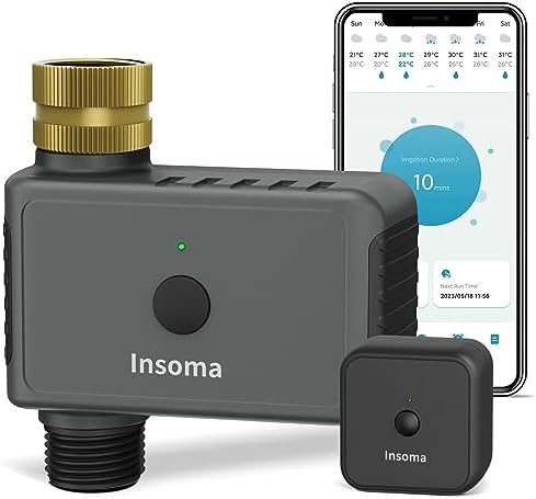 WiFi Sprinkler Timer with Brass Inlet, Smart Water Timer Hose Timer Irrigation Timer with WiFi Hub, Up to 20 Separate Watering Schedules, APP & Voice Control, Compatible with Alexa and Google Home