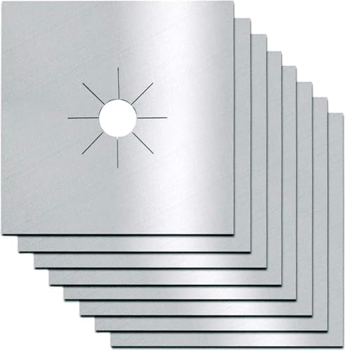 Stove Burner Covers,8 Pack Gas Stove Burner Liners, Double Thickness Reusable Gas Range Stove Top Covers for Kitchen,Non-stick, Cuttable,Easy to Clean, Size 10.6” x 10.6”