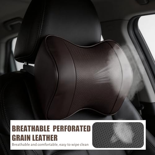 Mumjooyi Auto Nackenkissen Auto Kopfstütze Kissen Weichheit Autokopfstützenkissen mit verstellbarem Riemen Atmungsaktiver Abnehmbarer Abdeckung Neck Pillow Schwarze (Braun)