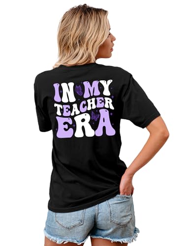 VVNTY Teacher Shirts Women: in My Teacher Era Shirt Preschool Teacher Life T Shirt Teachers Gift Tops4