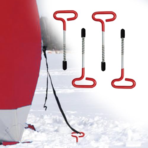 Winter Ice Anchor Drill for Fishing Tent, Frozen Lake Ground Nails Screw Accessories for Securing Ice Shelters, Fishing Rods, Breaking Ice Holes, Set of 4