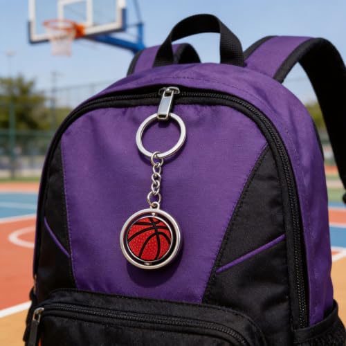 Moydolo 3D Rotierende Schlüsselanhänger Basketball Geschenke, Basketball Anhänger Schlüssel Deko für Jungen, Sportfan, Kinder