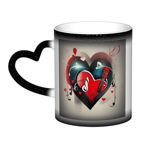 Image of jngmeng Treble Love and Music Print Starry Sky Color-Changing Mug Kitchens Offices Dorms Cafes Ceramic Coffee Mugs