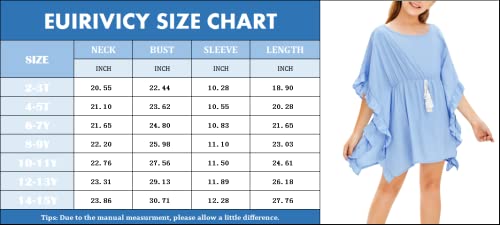 Eurivicy Girl's Swimsuit Cover Up Kids Summer Solid Wraps Swimwear Tassel Elastic Waist Ruffled Beach Dress Black #TOP4