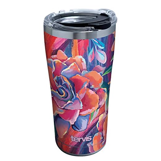 Tervis Triple Walled Sugar Magnolia Insulated Tumbler Cup Keeps Drinks Cold & Hot, 20oz Stainless Steel, Sugar Magnolia