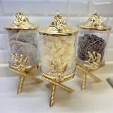 Gold Glass Canister Set For Kitchen, Spice Jars, Tea Sugar Coffee Canister, Cookie & Candy Jar