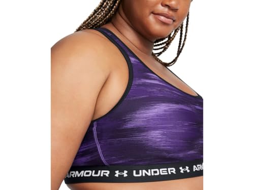 Image of Under Armour Womens Mid Crossback Print Sports Bra - Strategic Support and Breathability 3X Purple-White