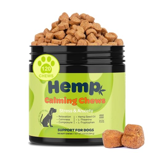 ZINGLY Hemp Calming Chews for Dogs Anxiety Relief, Dog Calming Chews - Anxiety Relief Treats, Anxiety Relief for Dogs Calming Treats, Calming Care for Dogs - Separation Aid, Barking, Bacon, 120 Counts